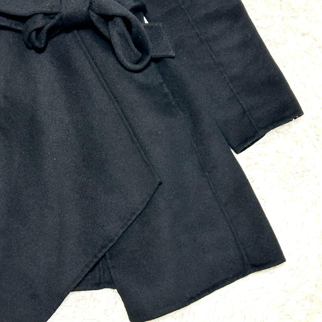 クロエ　コート　カシミヤ混　アシンメトリー　L　黒　トレンチコート　レディース