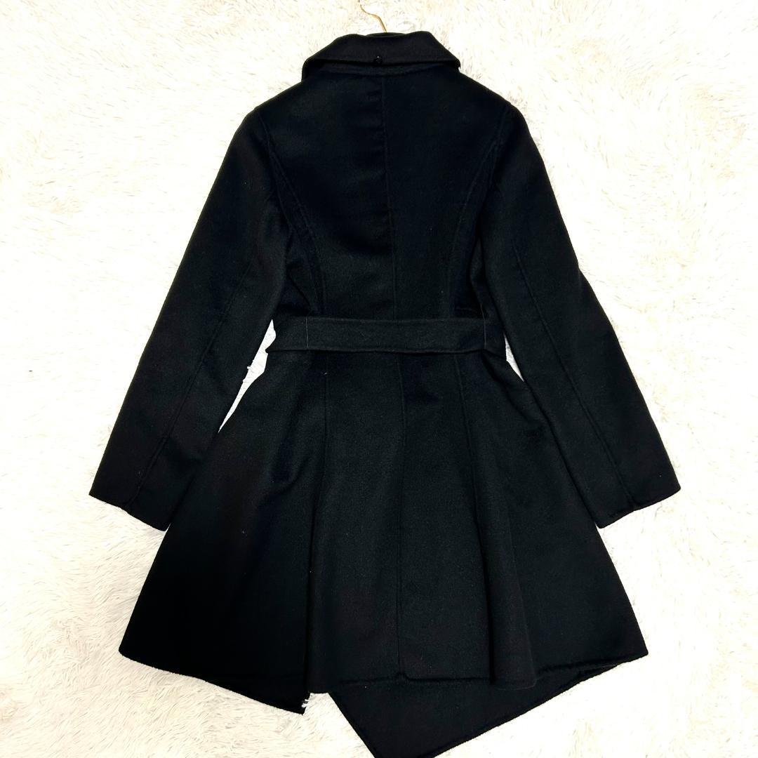 クロエ　コート　カシミヤ混　アシンメトリー　L　黒　トレンチコート　レディース