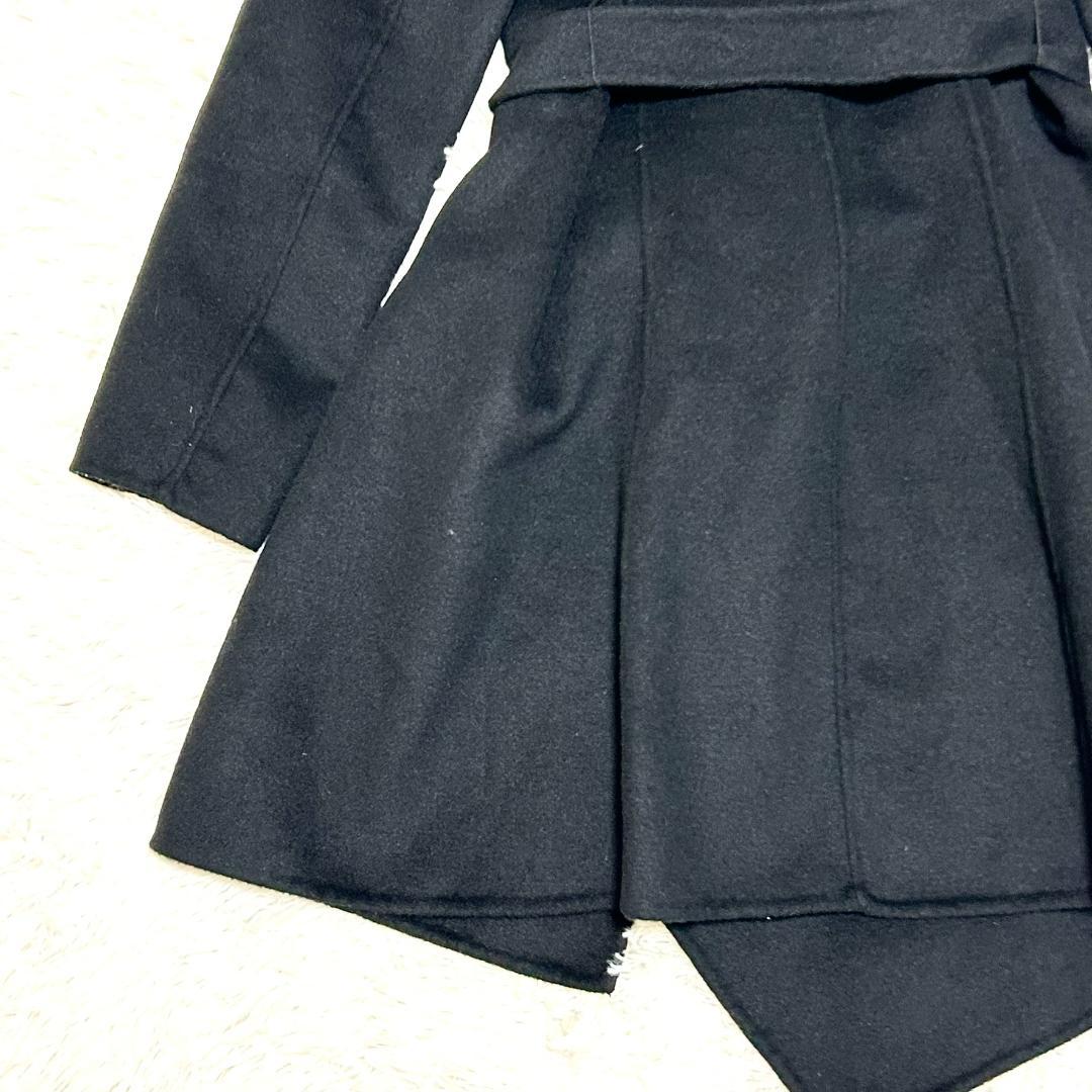 クロエ　コート　カシミヤ混　アシンメトリー　L　黒　トレンチコート　レディース