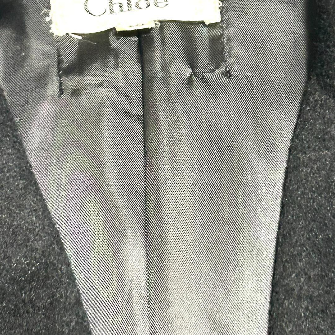 クロエ　コート　カシミヤ混　アシンメトリー　L　黒　トレンチコート　レディース