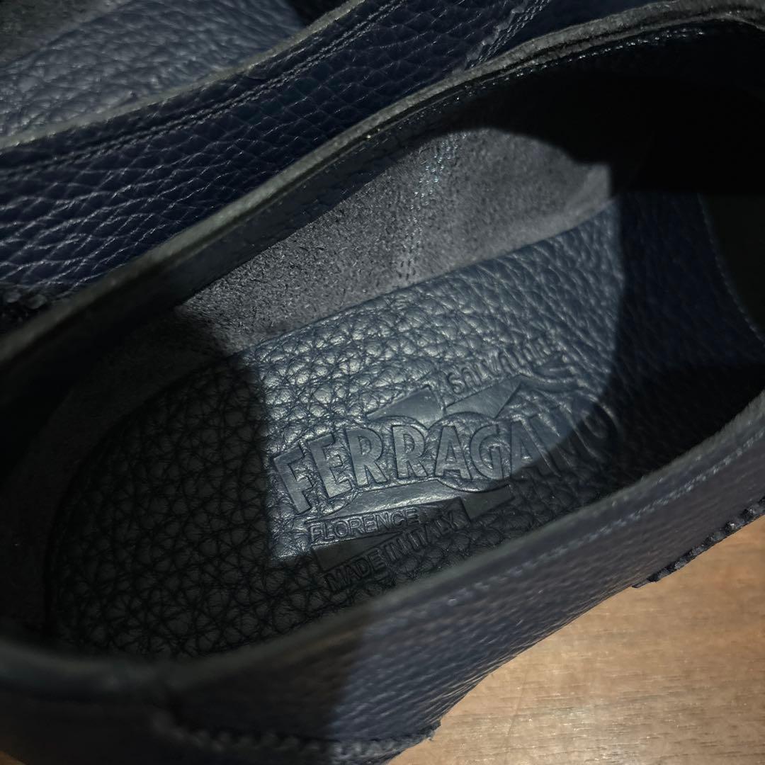 サルヴァトーレ フェラガモ メンズ シューズ 靴 シボ革 ネイビー 8