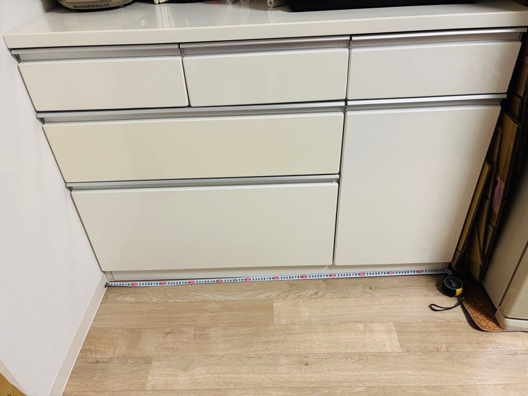 ニトリ　ホワイト キッチンカウンター 収納