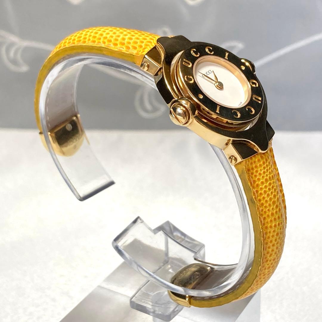 【新品電池/稼働/美品】グッチ 6600L ターンフェイス バングル 腕時計