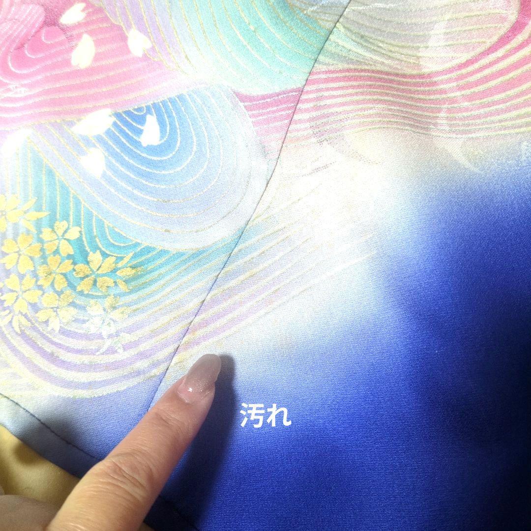 SALE☆正絹 作家物 桔梗になないろ鶴 振袖リメイク羽袖ドレス*