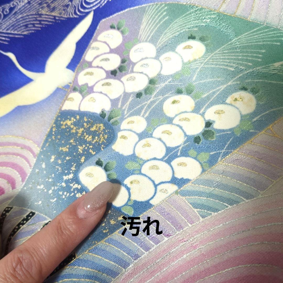 SALE☆正絹 作家物 桔梗になないろ鶴 振袖リメイク羽袖ドレス*