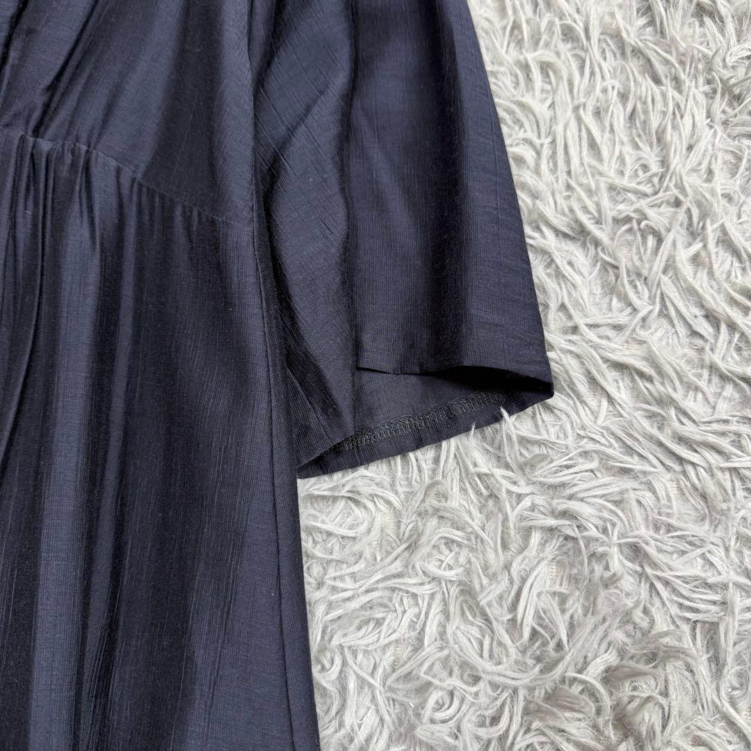 極美品✨シビラ シルク混 2022年 ネックギャザーワンピース ネイビー M