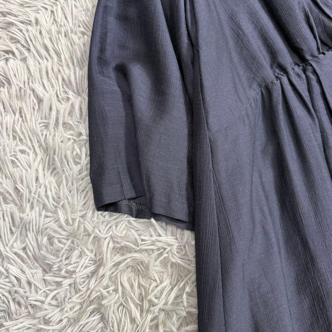 極美品✨シビラ シルク混 2022年 ネックギャザーワンピース ネイビー M