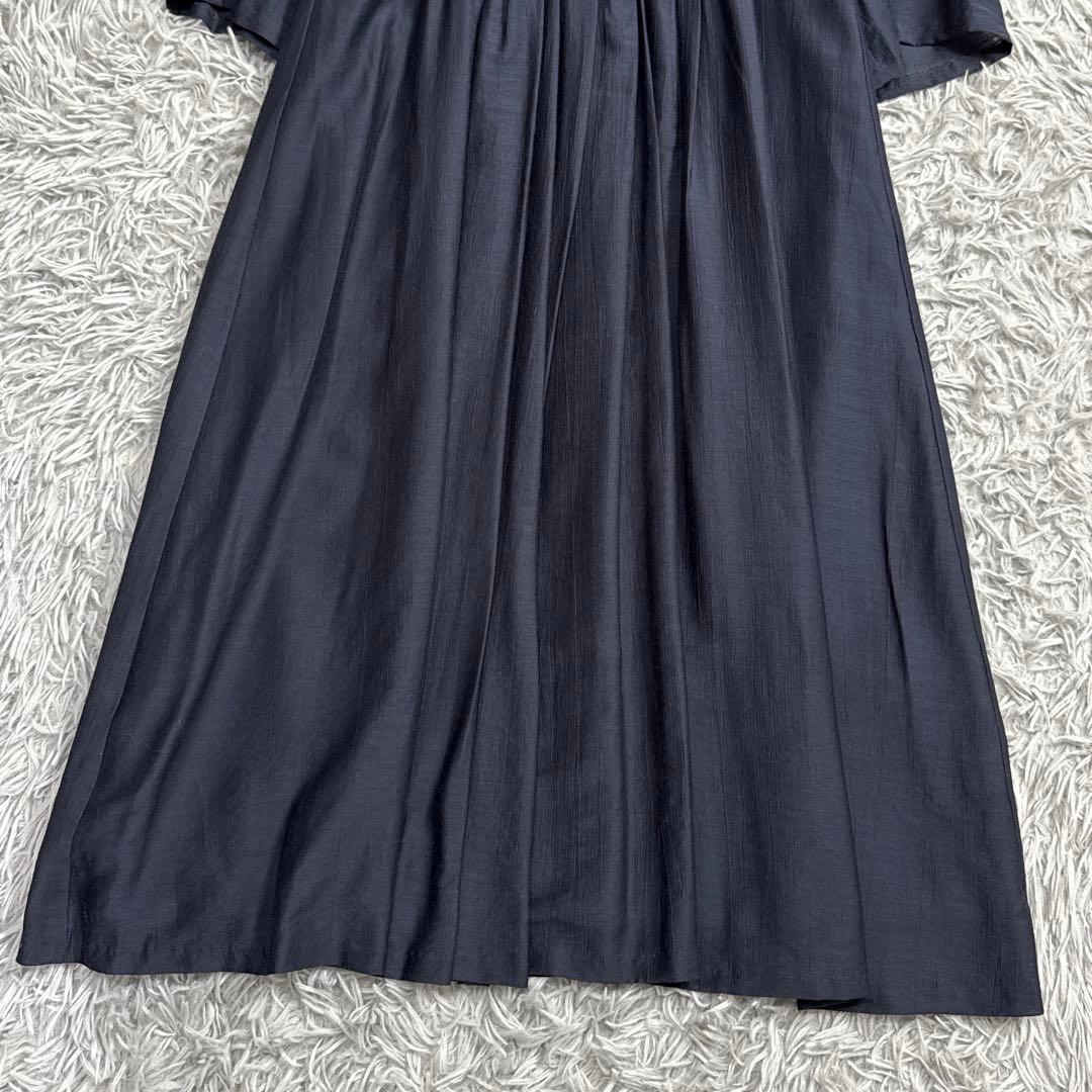 極美品✨シビラ シルク混 2022年 ネックギャザーワンピース ネイビー M