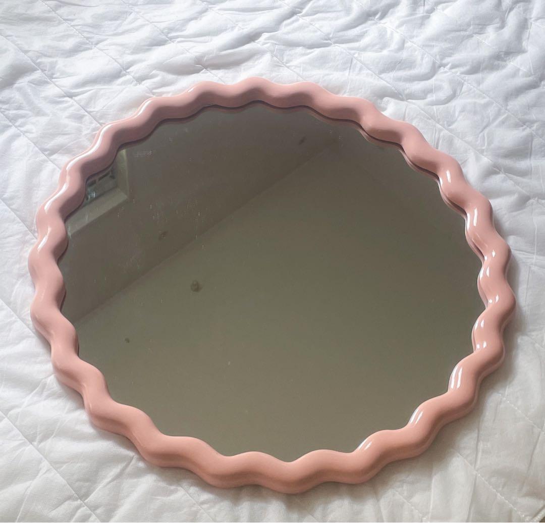 【&klevering】 ウェーブミラー　ピンク