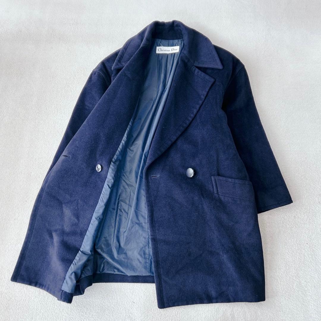 専用　クリスチャンディオール　チェスターコート　アンゴラ混　ネイビー　XL相当