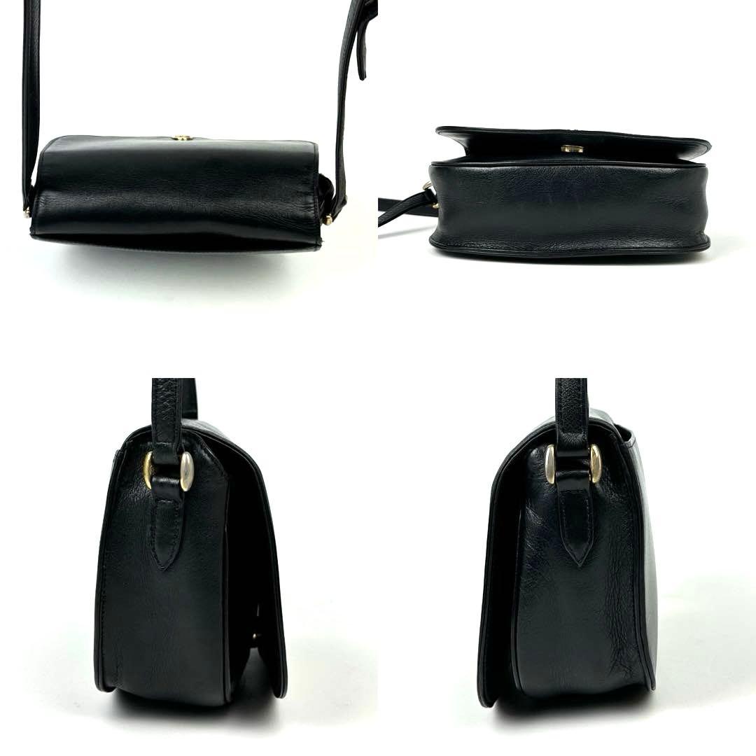 【美品】ディオール　ショルダーバッグ　ゴールド金具　フラップ　レザー　ブラック