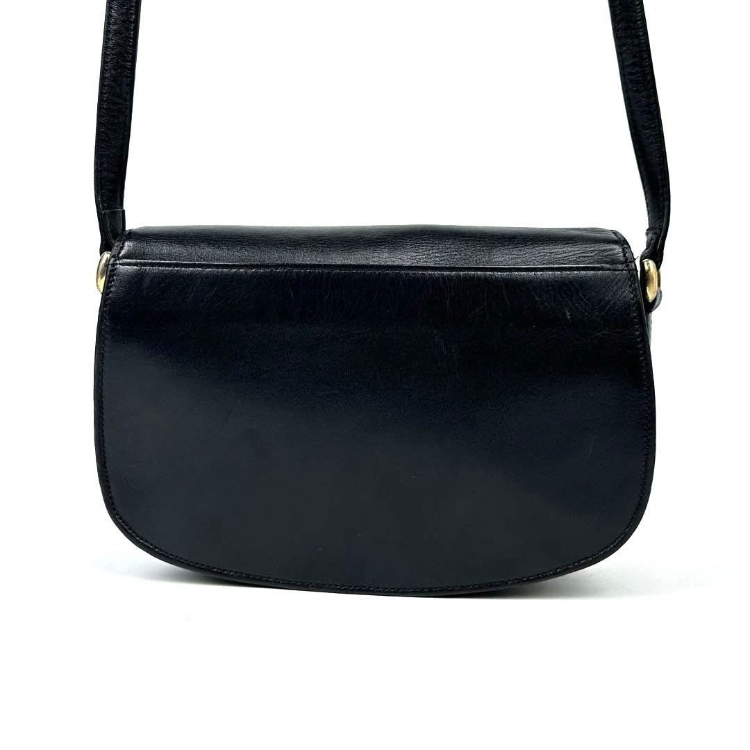 【美品】ディオール　ショルダーバッグ　ゴールド金具　フラップ　レザー　ブラック