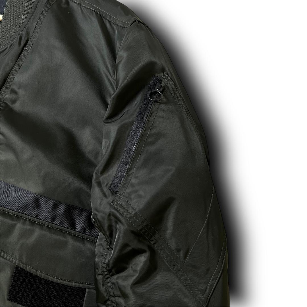 L メレル 裏地キルティング ボンバージャケット MA-1 オリーブ系