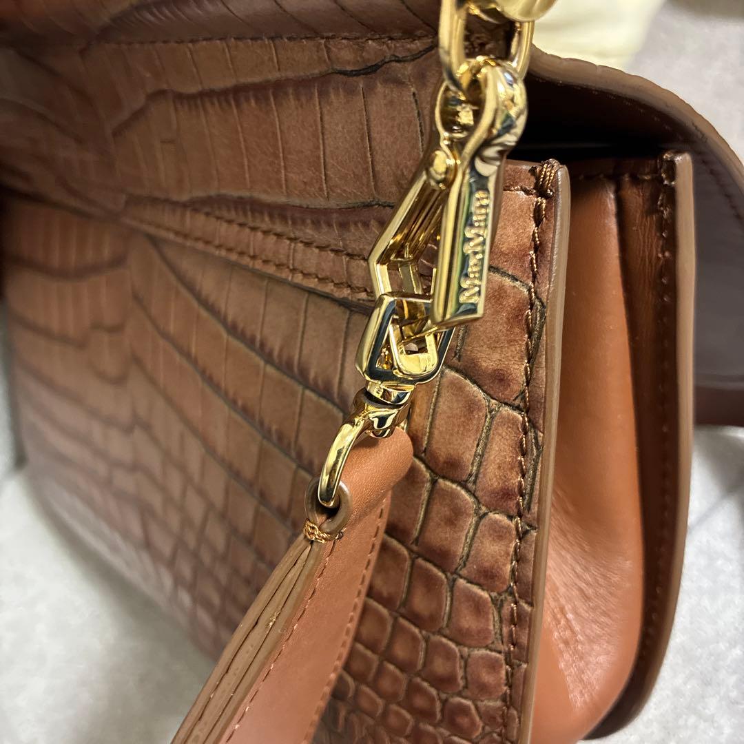 クロコダイル風レザーショルダーバッグ