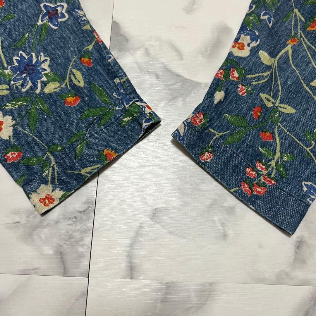 【美品】45R フォーティーファイブアール 花柄 デニム チュニック インディゴ