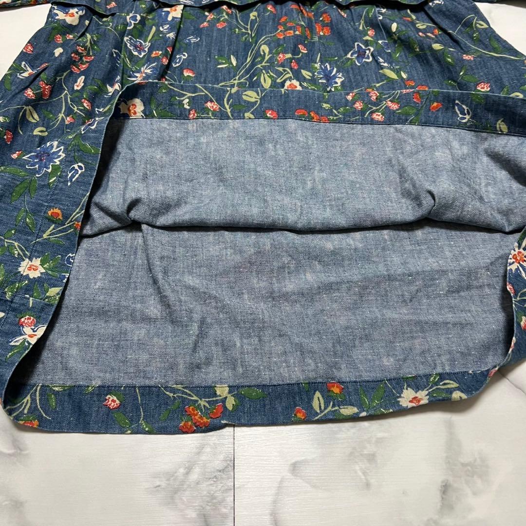 【美品】45R フォーティーファイブアール 花柄 デニム チュニック インディゴ