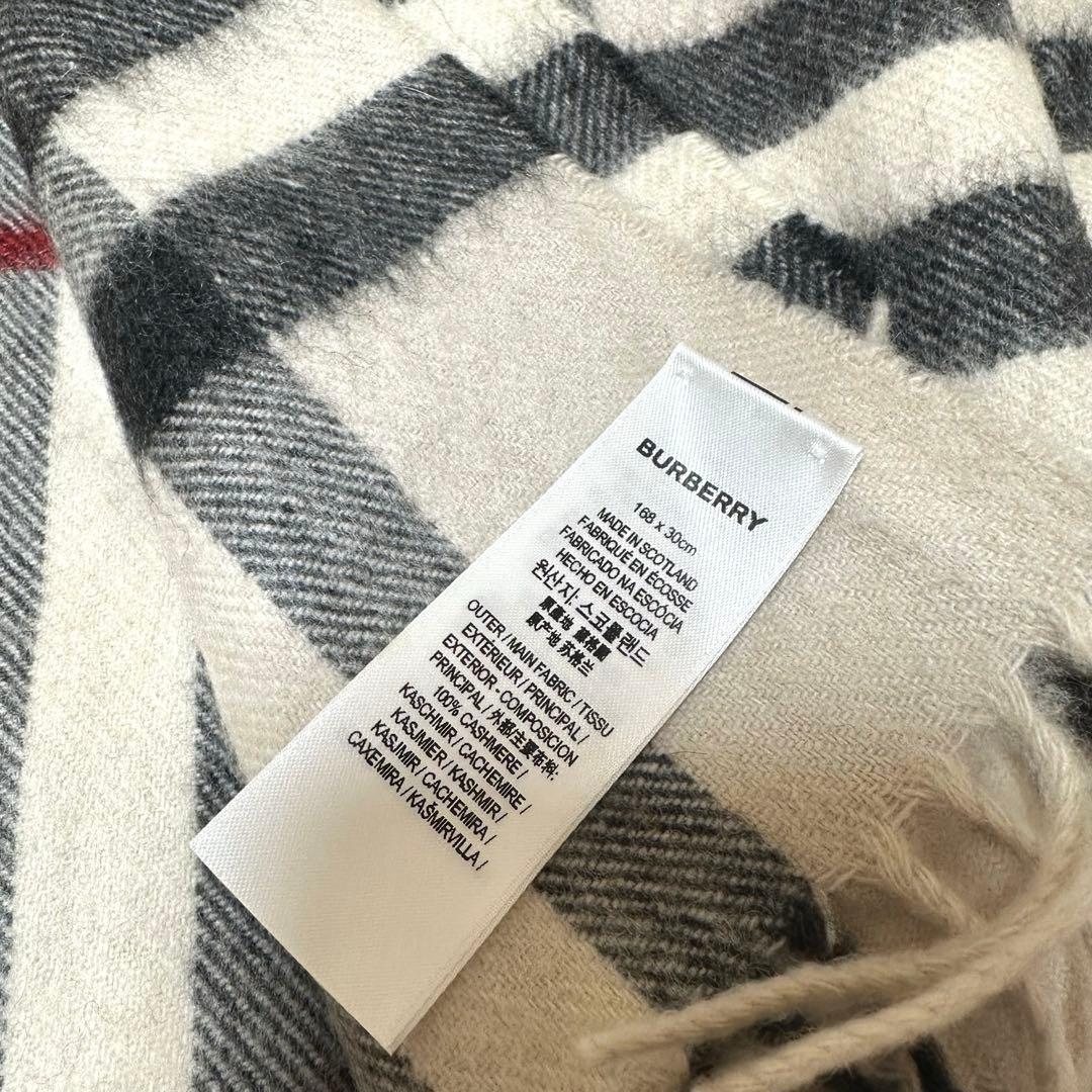 現行タグ　バーバリー　カシミヤ100マフラー メガチェック大判