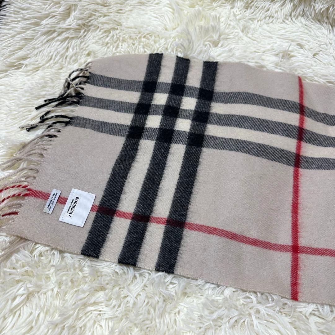 現行タグ　バーバリー　カシミヤ100マフラー メガチェック大判