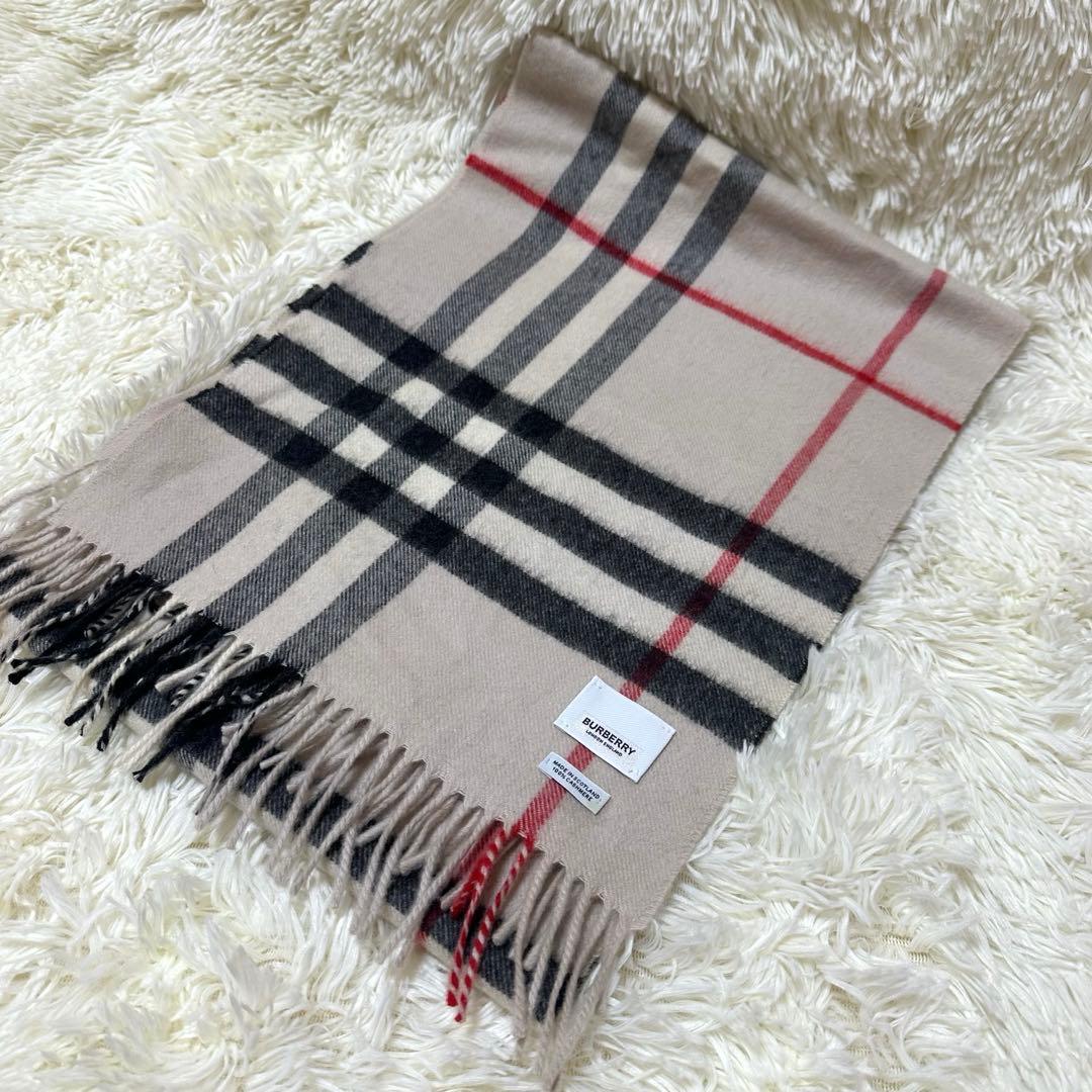 現行タグ　バーバリー　カシミヤ100マフラー メガチェック大判