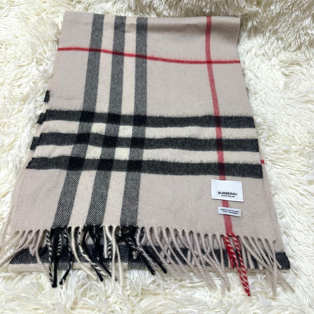 現行タグ　バーバリー　カシミヤ100マフラー メガチェック大判