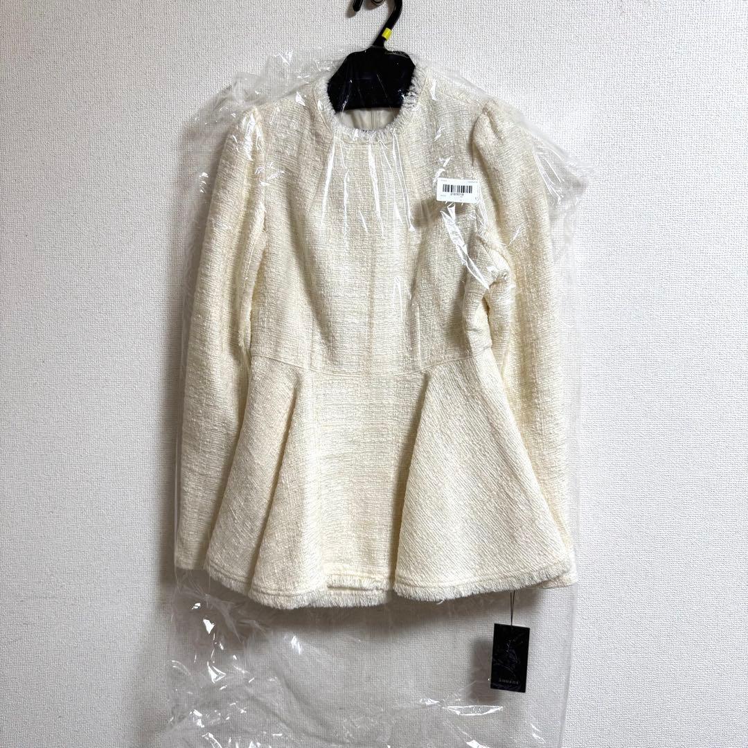 タグ付新品 anuans ツイードペプラムブラウス 1 ホワイト