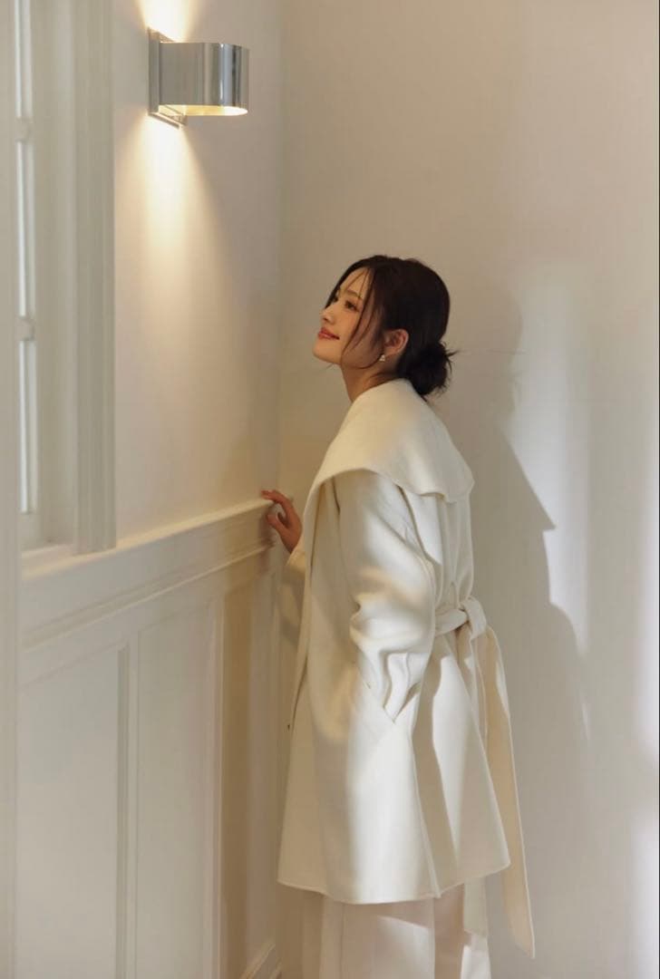 polaura ポローラ ショールカラーウールミドルコート