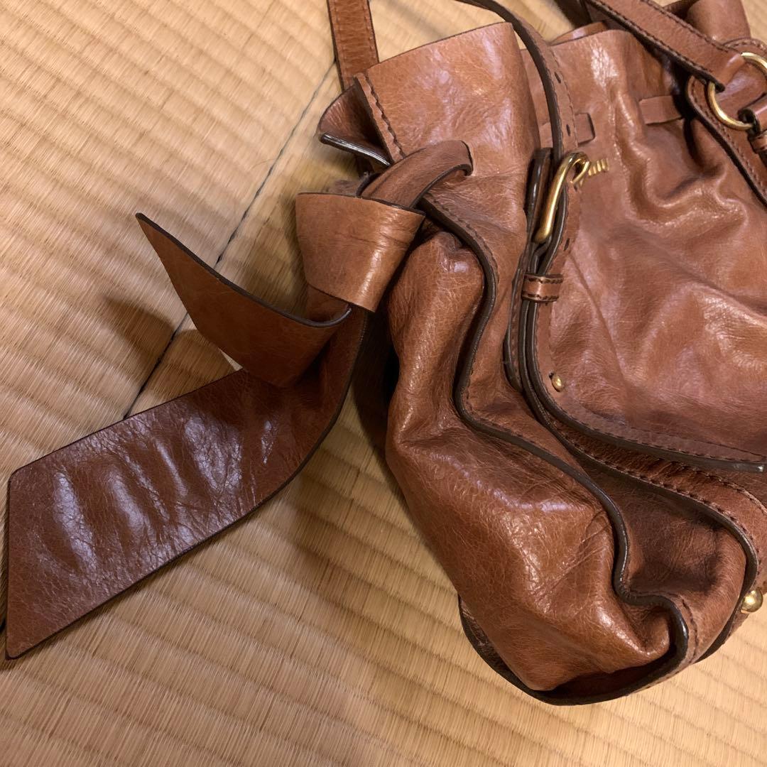 miu miu ブラウンレザー ショルダーバッグ