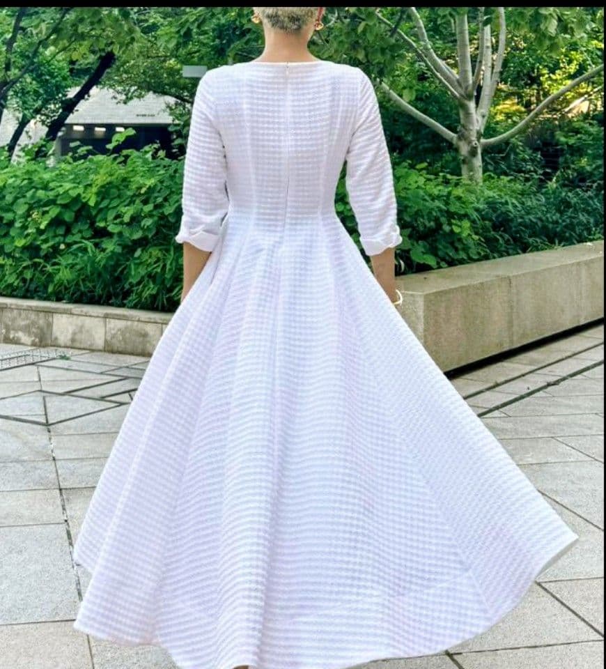 Mサイズ【新品タグ付き】JENNE 千鳥立体フレアーロングドレス