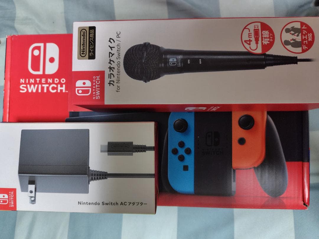 NINTENDO SWITCH 本体 ACアダプタ カラオケマイク セット 新品