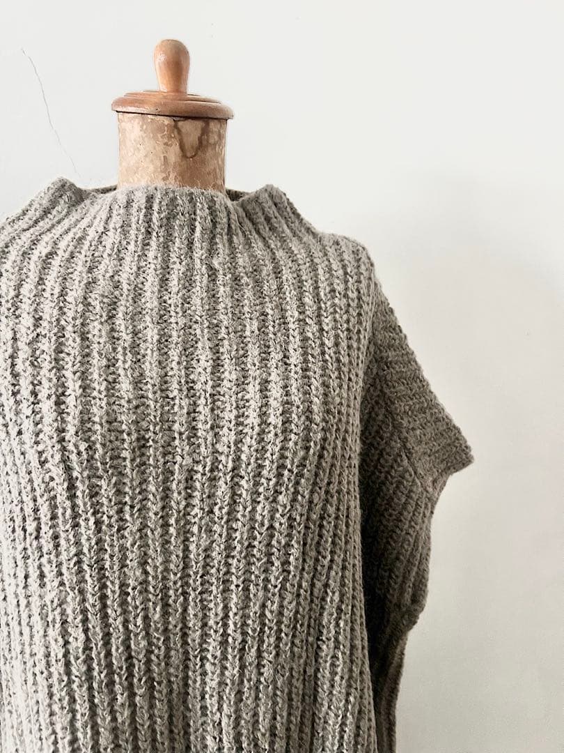 【未使用】evameva　alpaca wool aze vest　モカグレー