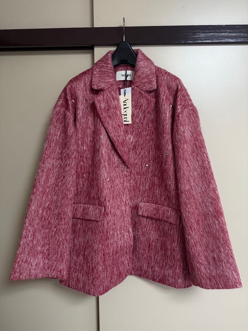 ジャケット・アウター Andequal shaggy studs coat jacket