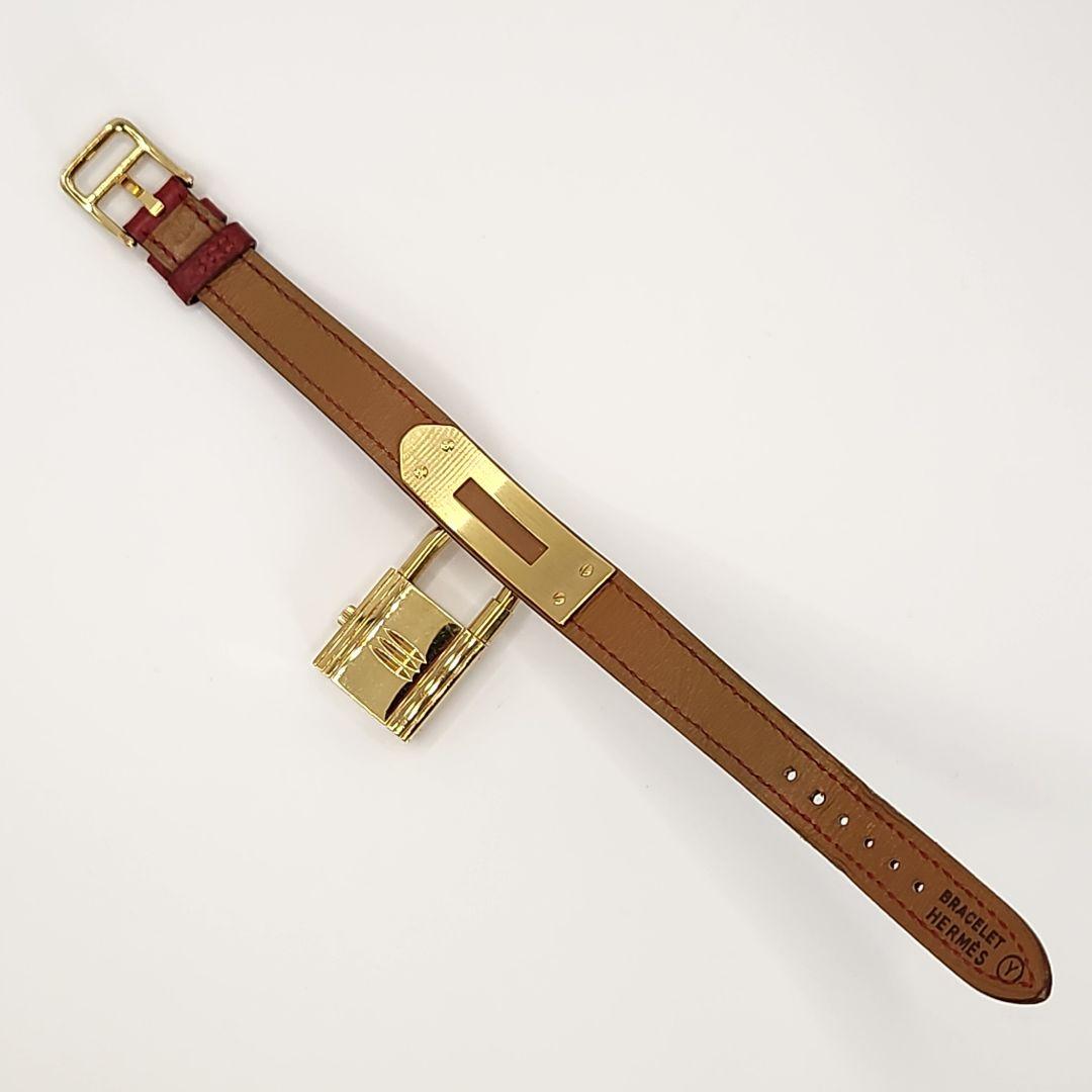 OH済/HERMES エルメス ケリーウォッチ ボルドー × ゴールド