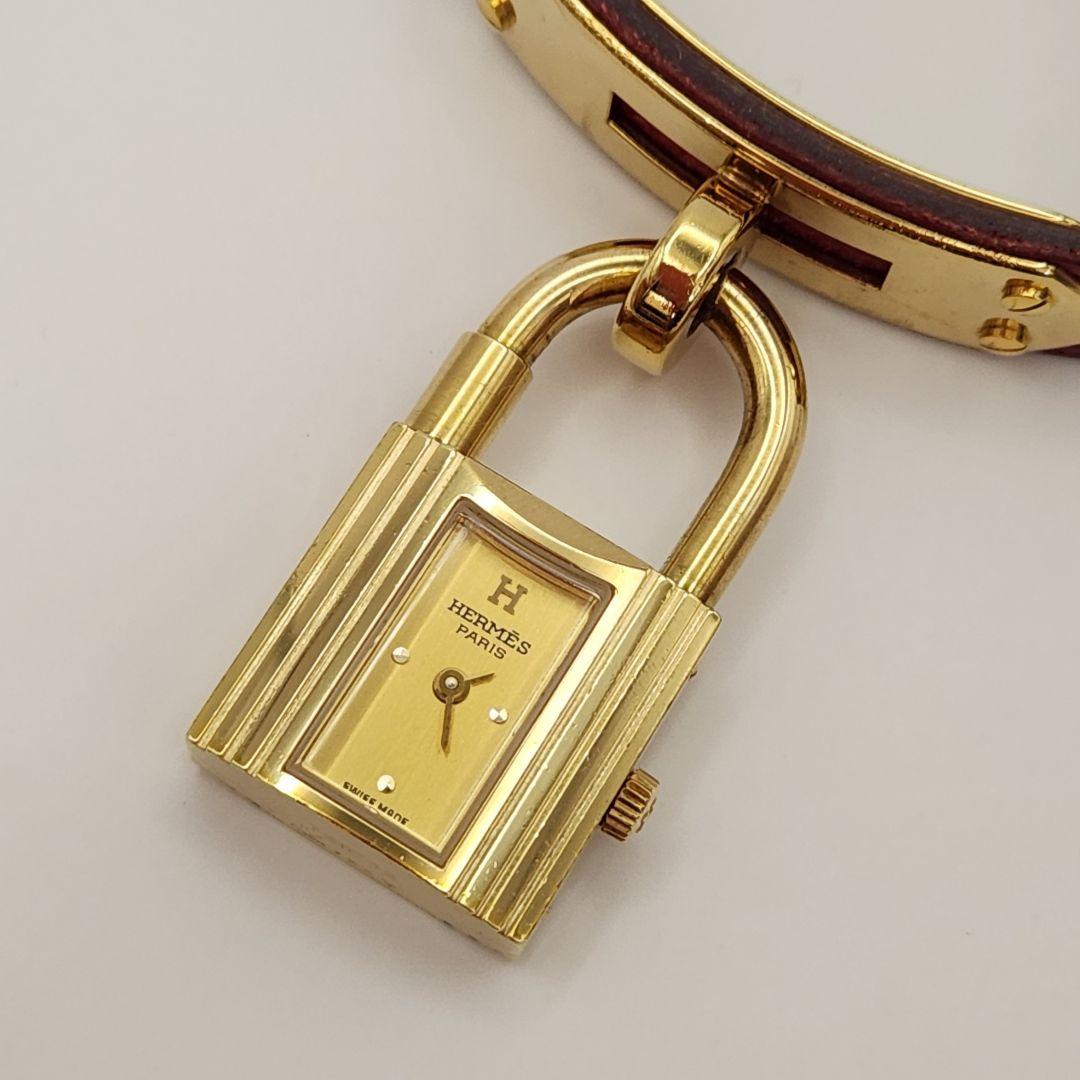 OH済/HERMES エルメス ケリーウォッチ ボルドー × ゴールド
