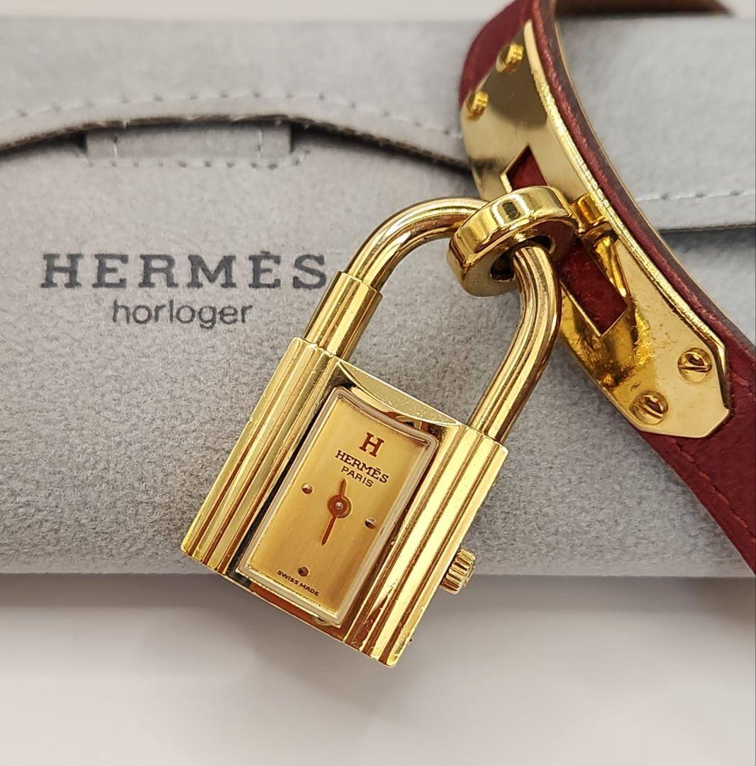 OH済/HERMES エルメス ケリーウォッチ ボルドー × ゴールド