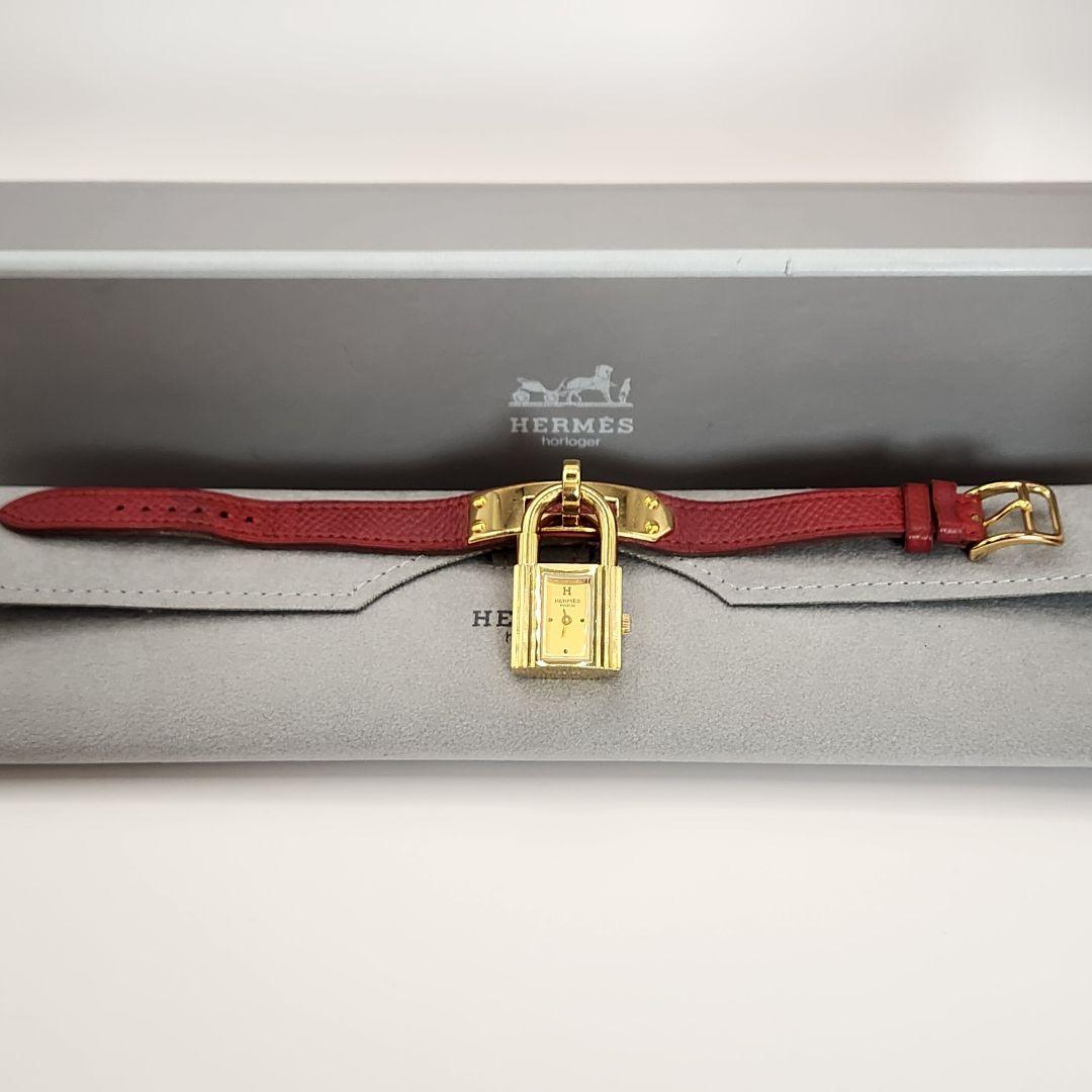 OH済/HERMES エルメス ケリーウォッチ ボルドー × ゴールド