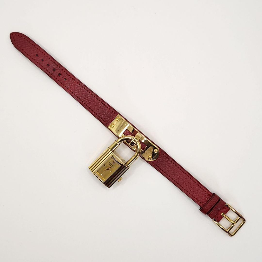 OH済/HERMES エルメス ケリーウォッチ ボルドー × ゴールド