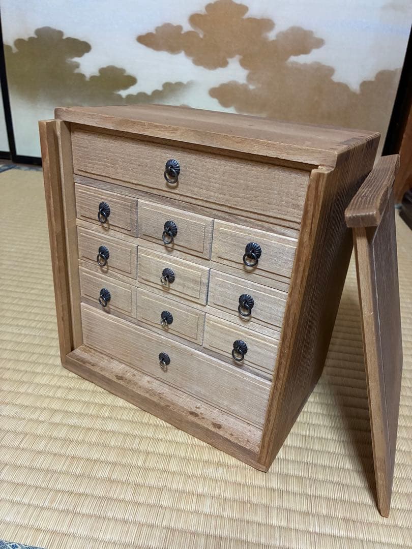 細川流倭盆石景専用　木製 道具箱　 大理石砂　各種サイズ、刷毛　道具類入