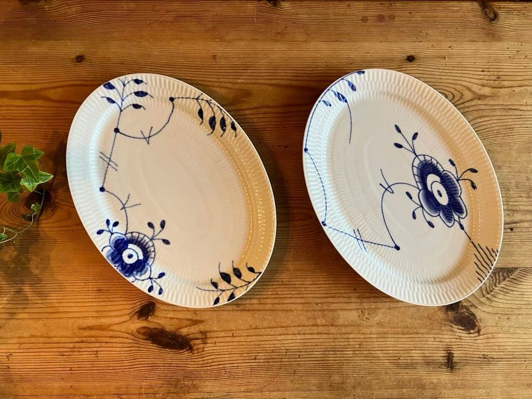 ロイヤルコペンハーゲンブルーフルーテッド メガ 28オーバルディッシュ×2