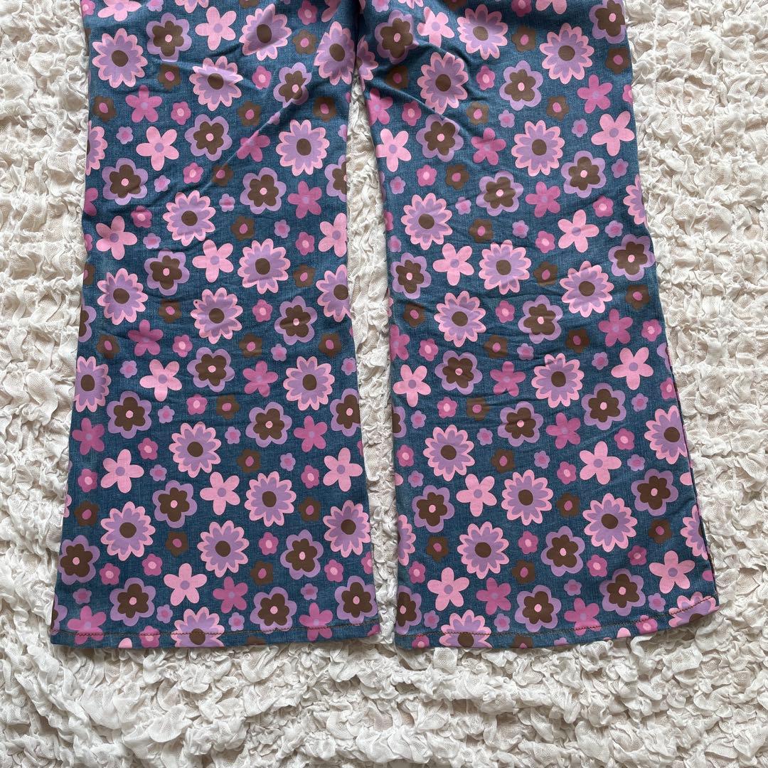春　キャンディストリッパー　花　総柄　デニム　オーバーオール　2　デニム