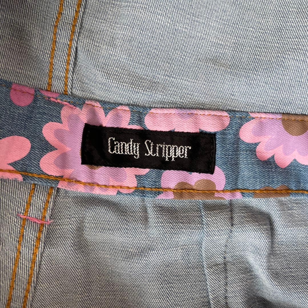 春　キャンディストリッパー　花　総柄　デニム　オーバーオール　2　デニム