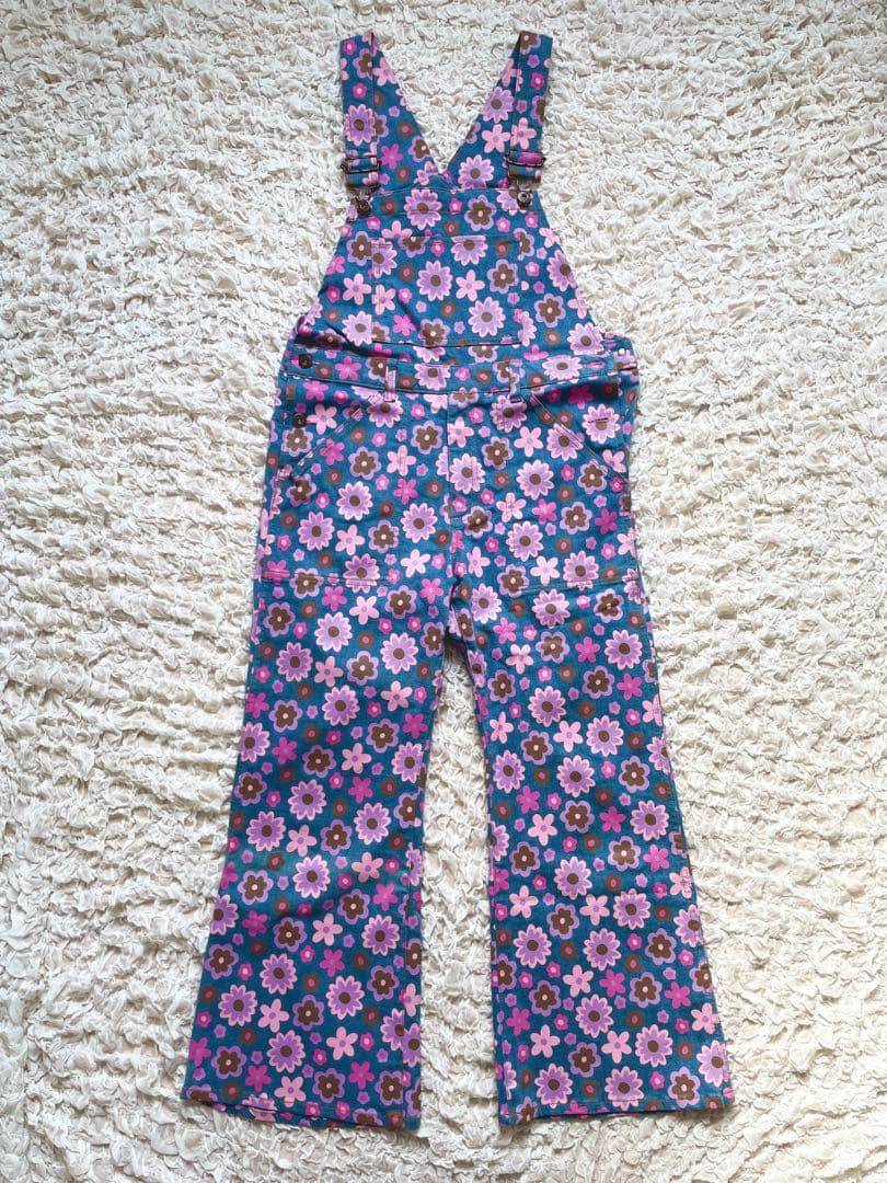 春　キャンディストリッパー　花　総柄　デニム　オーバーオール　2　デニム
