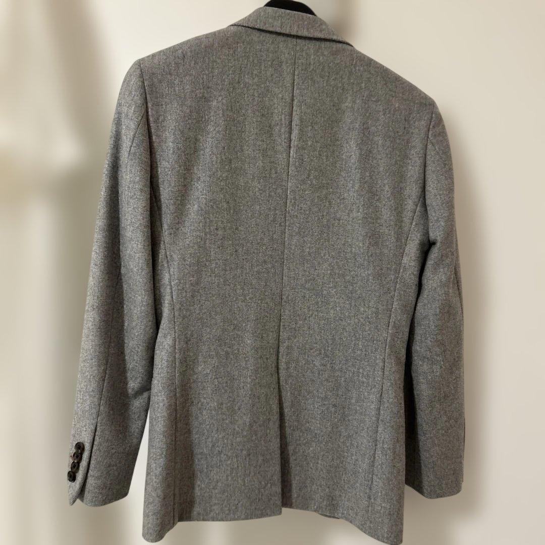 美品細身グレー イタリア製生地フルオーダースーツ ジャケット パンツ ベスト