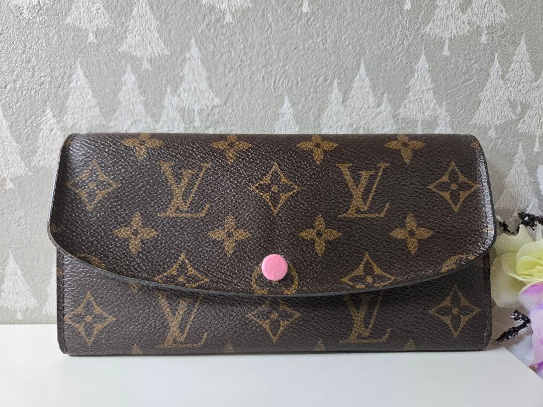 ルイヴィトン ポルトフォイユ エミリー ピンク モノグラム ブラウン 長財布