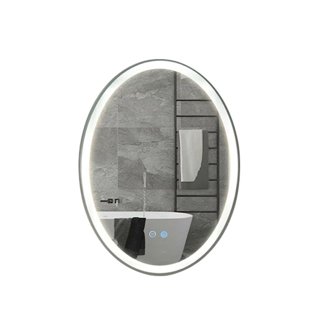LEDミラー 新品 ライト付き ウォールミラー 楕円 壁掛け 鏡 トイレ 洗面