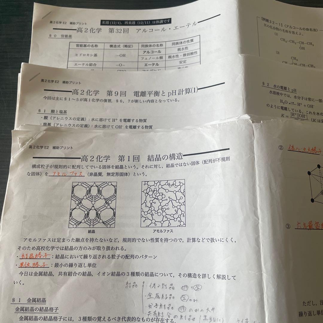 鉄緑会2023年度高2化学授業補助プリント