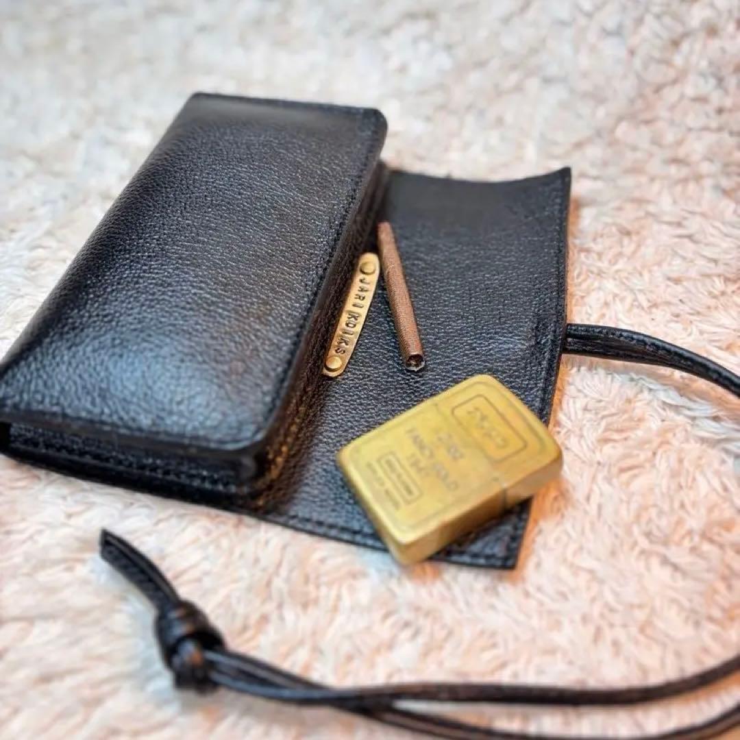 ◎ロールアップ三つ折りレザーシャグポーチ◎