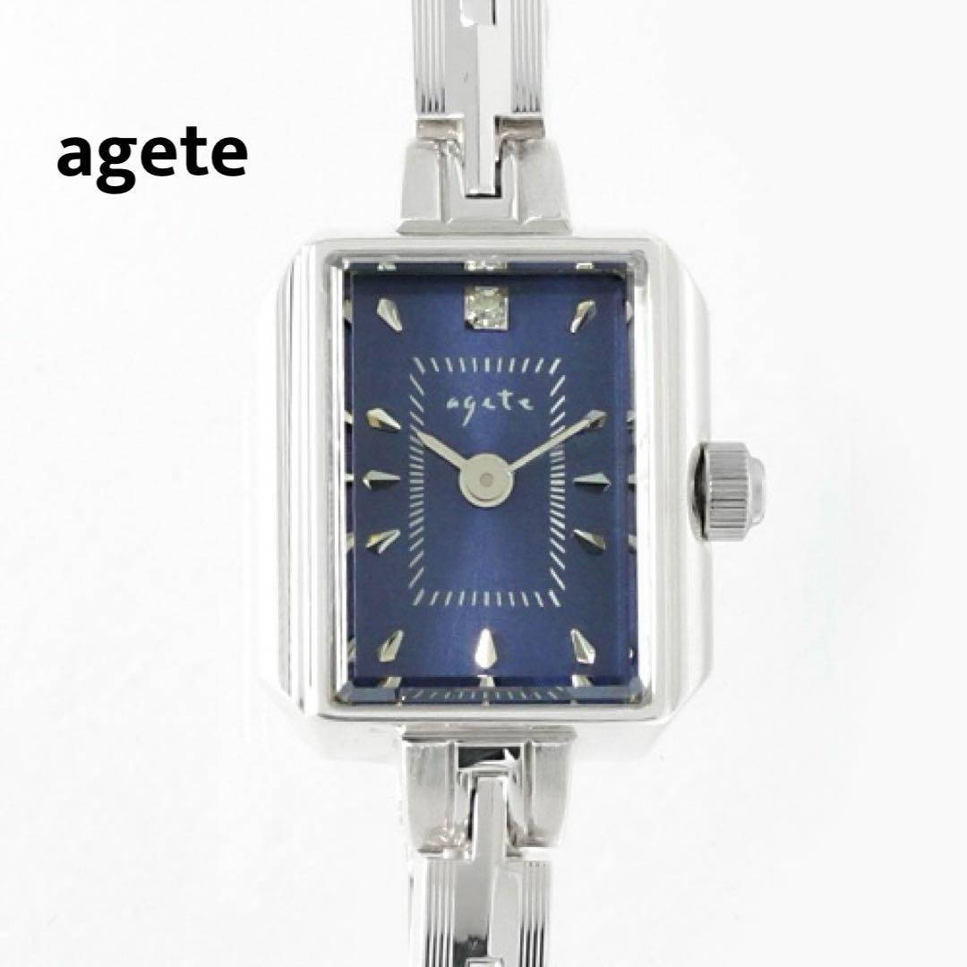 agete アガット スクエア フェイス ジュエリー ウォッチ アナログ 腕時計