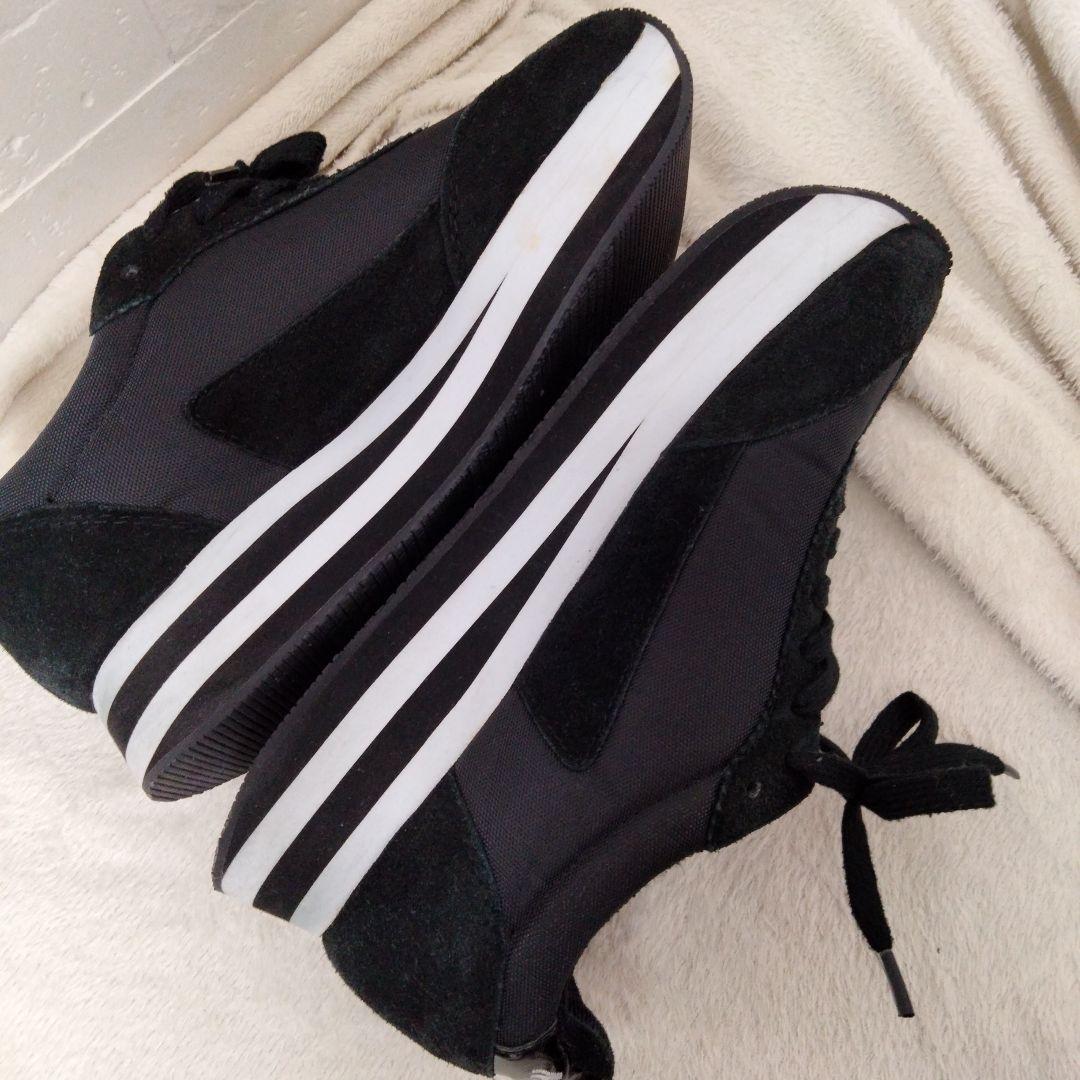 【黒美品】24cm NO NAMEノーネーム ブラック スニーカー FLEX厚底