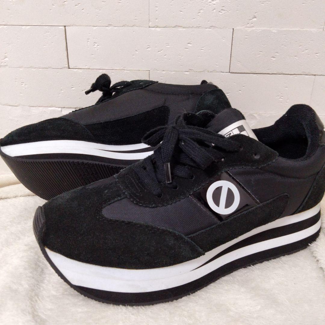 【黒美品】24cm NO NAMEノーネーム ブラック スニーカー FLEX厚底