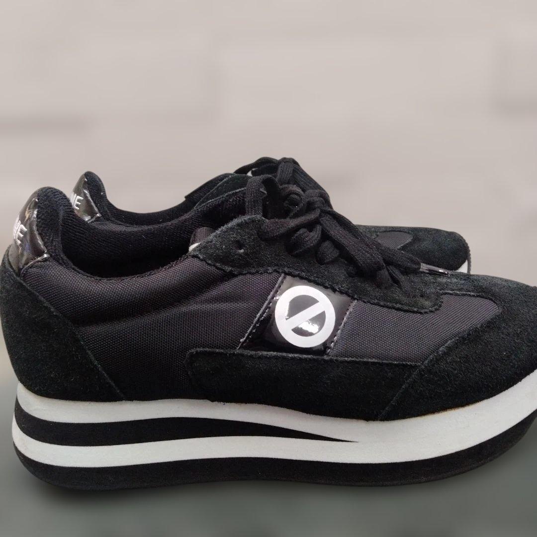 【黒美品】24cm NO NAMEノーネーム ブラック スニーカー FLEX厚底